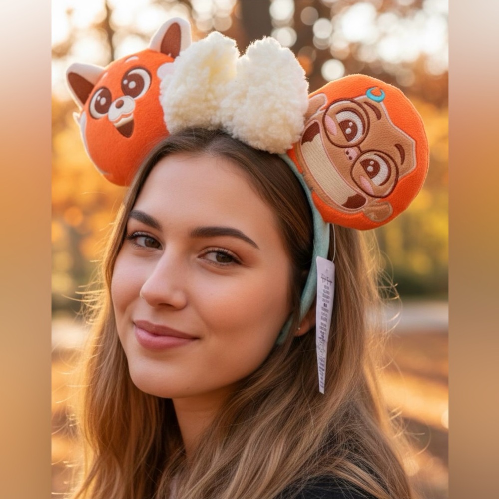 Disney Parks Turning Real Red Mei Panda Power Plush Ear Headband Adults ~New~